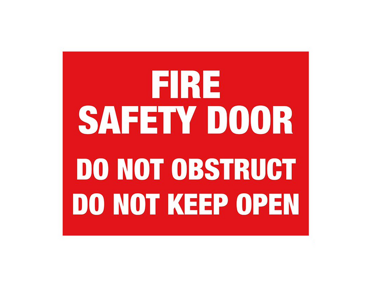 PVC Fire safety door do not obstruct do not keep open Sign - Premium Signage & Stickers from Firebox - Shop now at Firebox Australia
