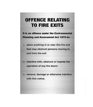 PVC Fire exit offences - For NSW Sign - Premium from Firebox - Shop now at Firebox Australia