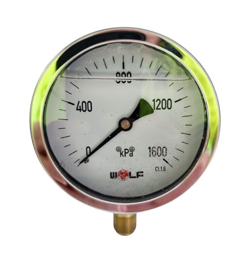 100mm 1600kpa 3/8" BSP stainless steel oil filled pressure gauge - bottom entry