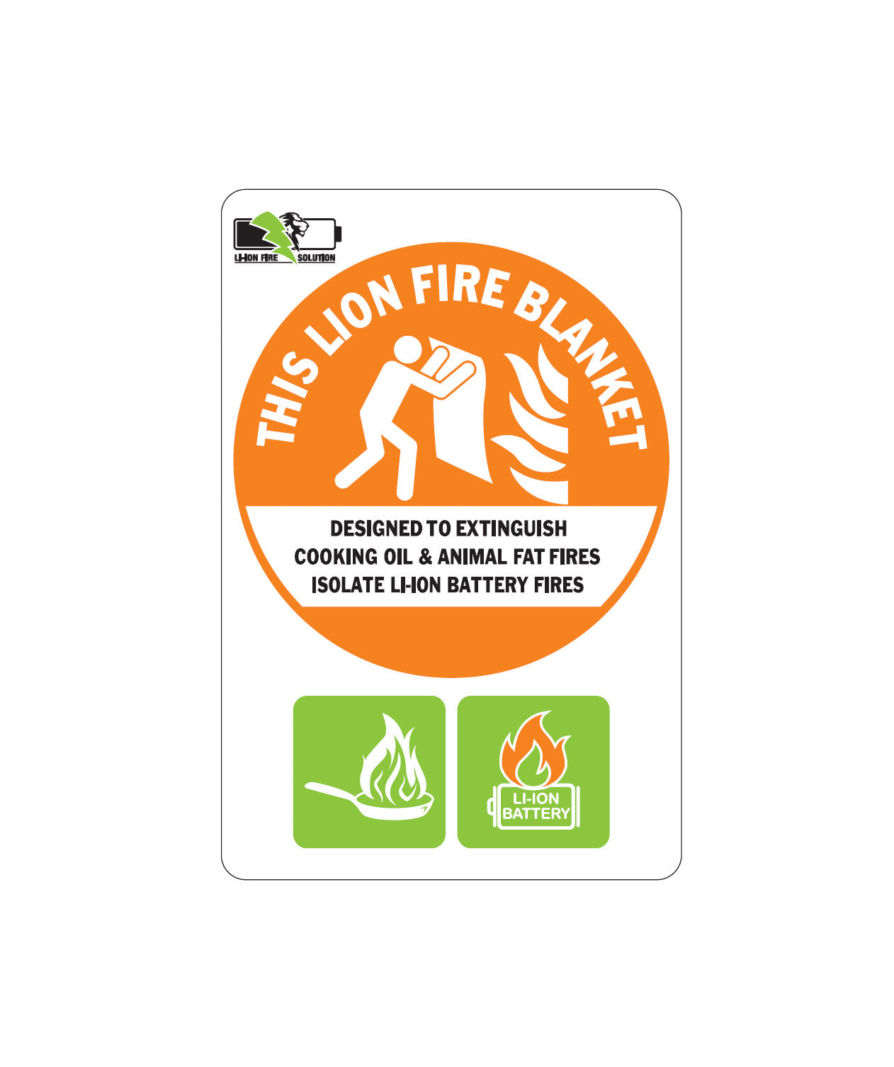Lithium-Ion Battery Fire blanket location sign