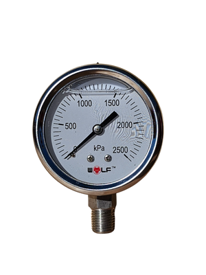 63mm 2500kpa stainless steel oil filled pressure gauge - Premium from Wolf - Shop now at Firebox Australia