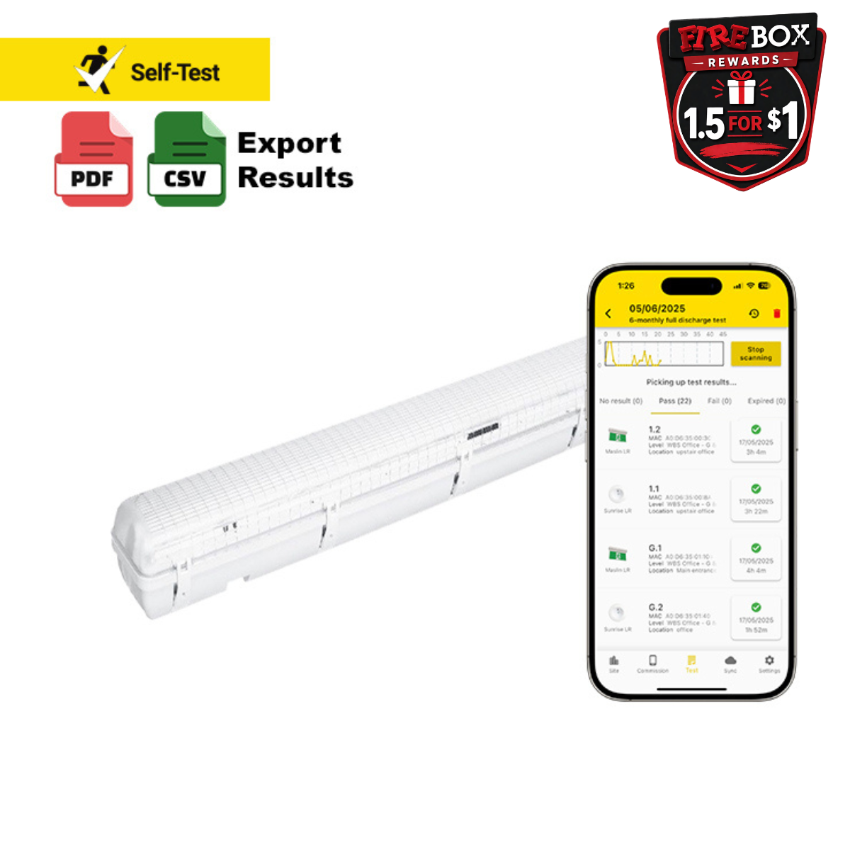 LED Emergency Batten -Two Foot Weatherproof - Self Testing