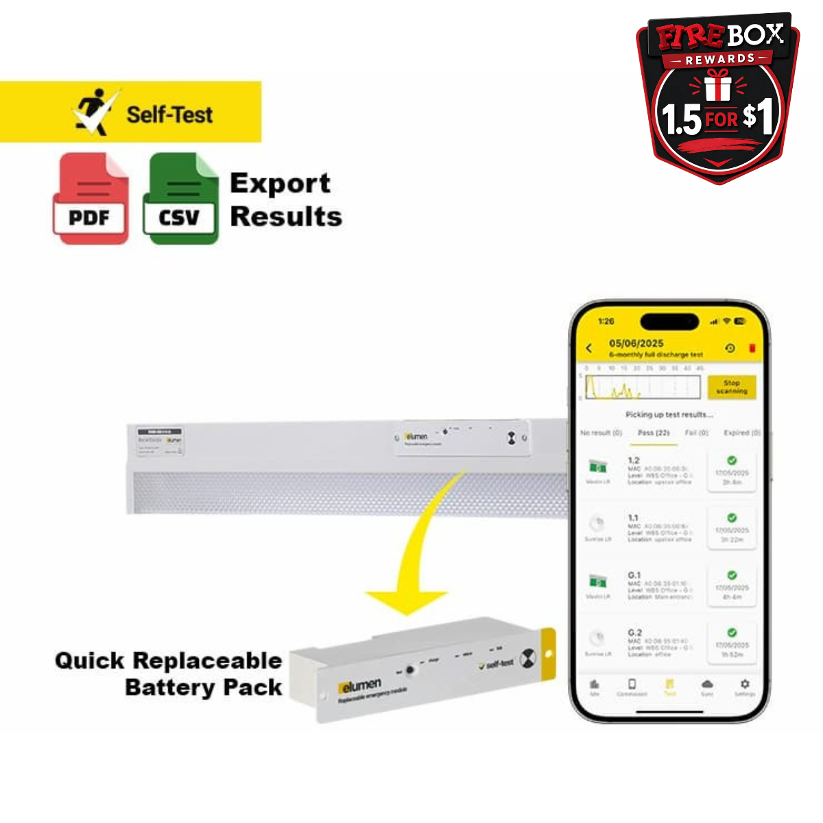 LED Emergency Batten -Four Foot Diffused - Self Testing