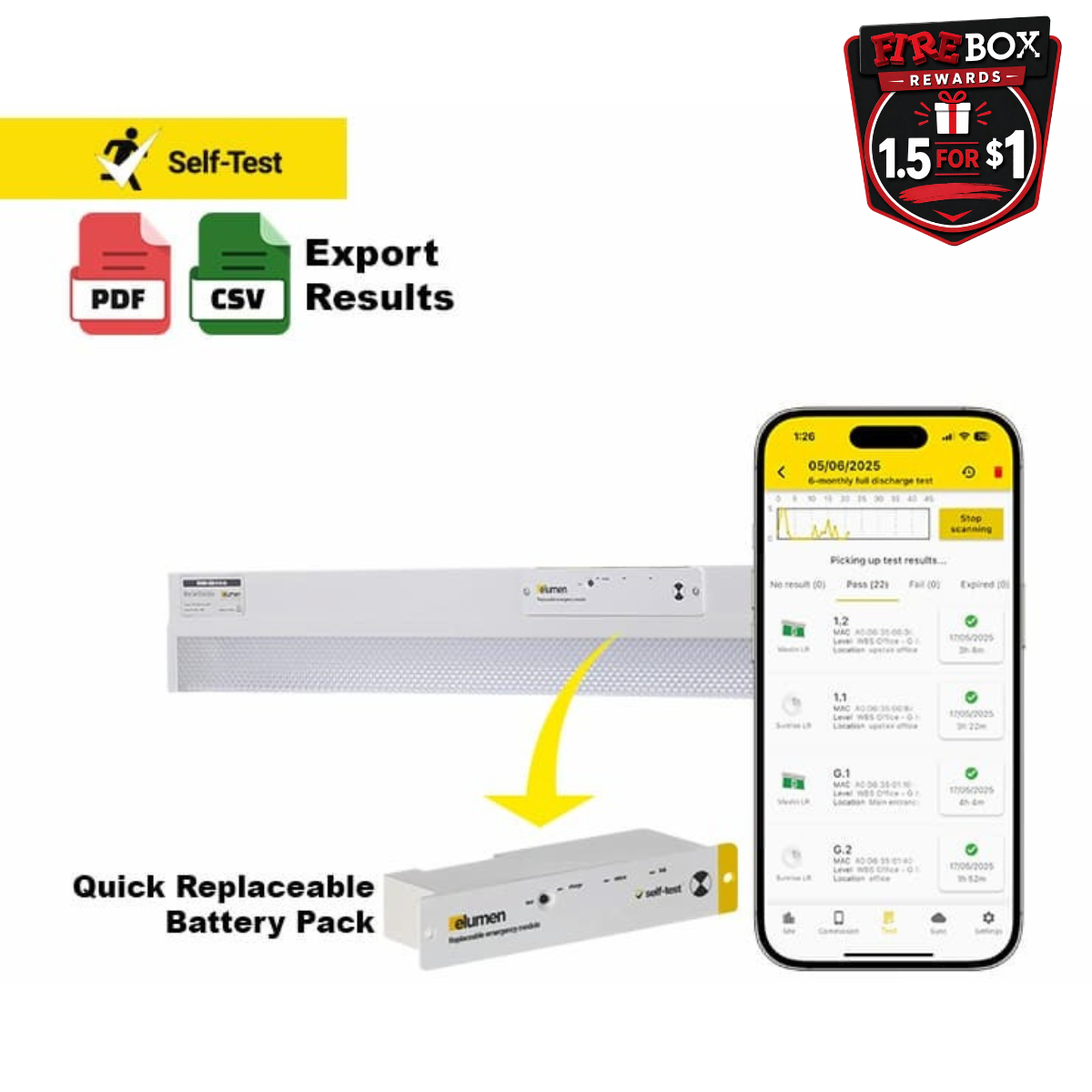 LED Emergency Batten -Two Foot Diffused - Self Testing