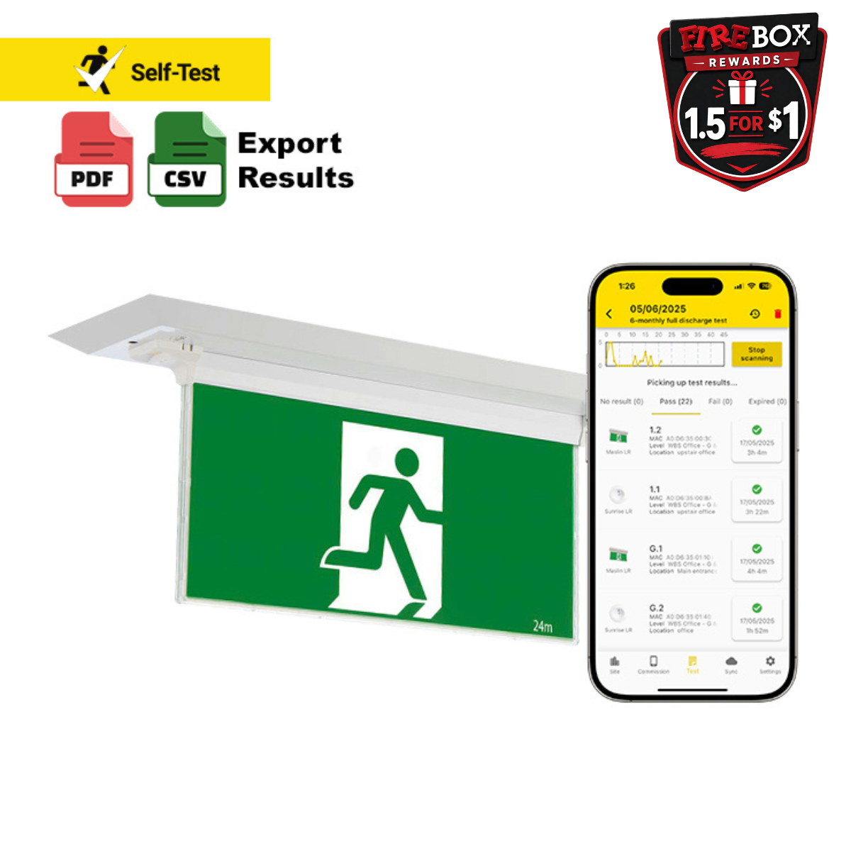 LED Recessed Exit Light - Self Testing