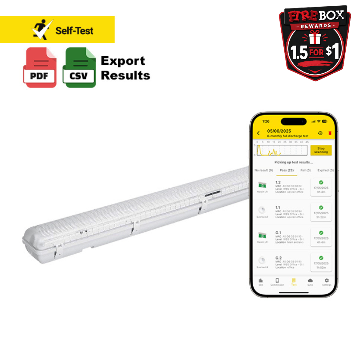 LED Emergency Batten -Four Foot Weatherproof - Self Testing