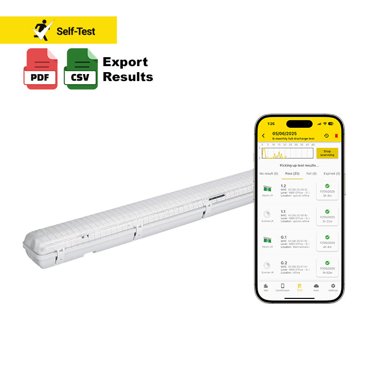 LED Emergency Batten -Four Foot Weatherproof -App Testing