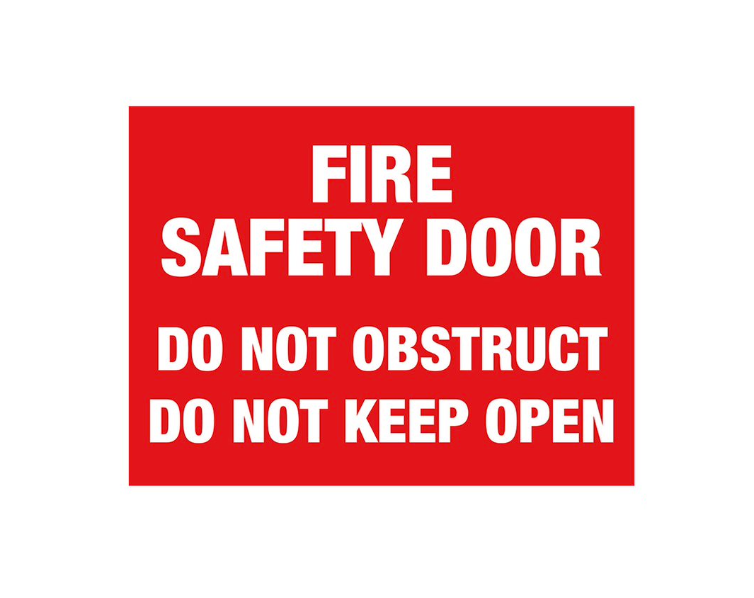 PVC Fire safety door do not obstruct do not keep open Sign - Premium Signage & Stickers from Firebox - Shop now at Firebox Australia