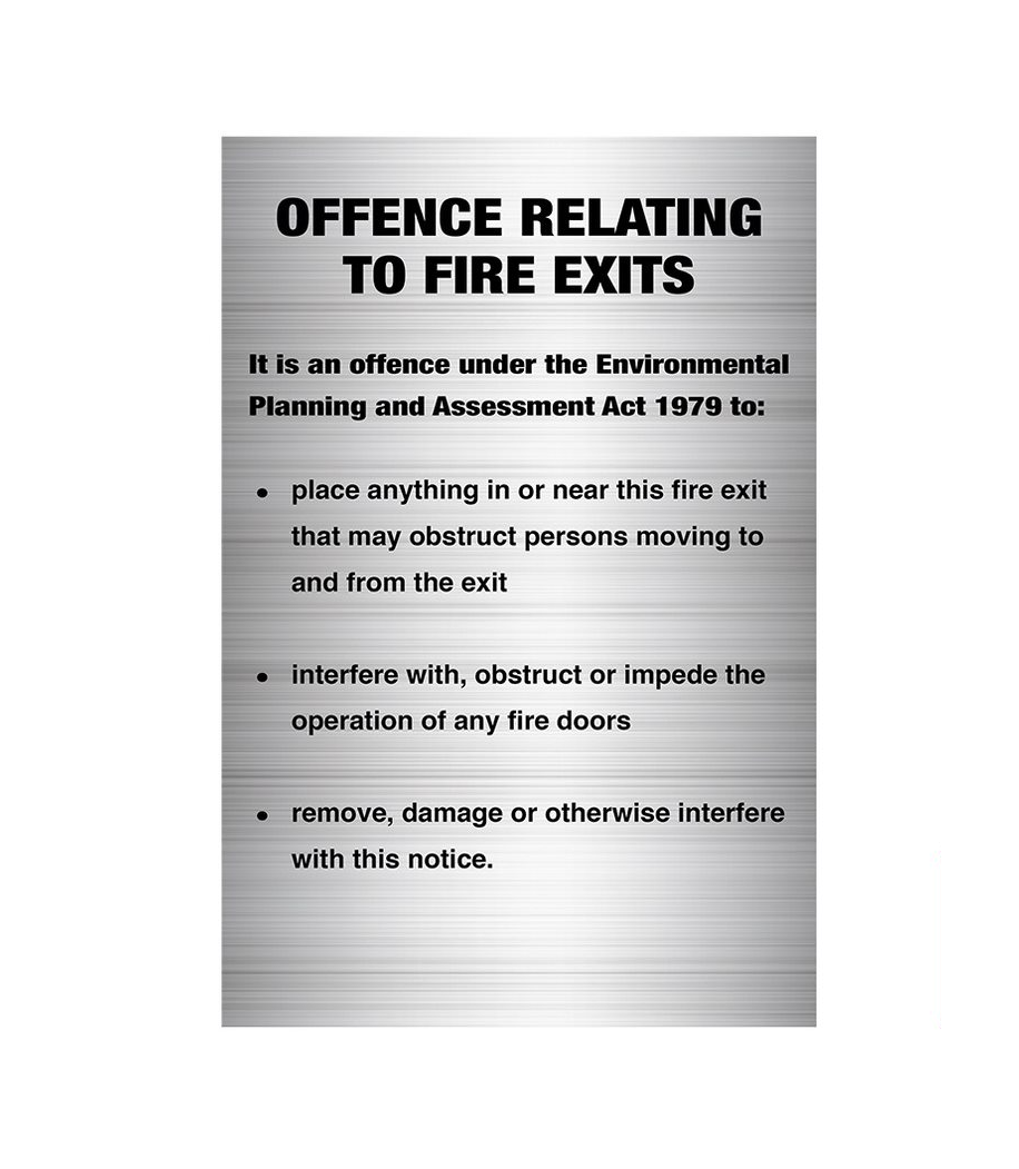 PVC Fire exit offences - For NSW Sign - Premium  from Firebox - Shop now at Firebox Australia