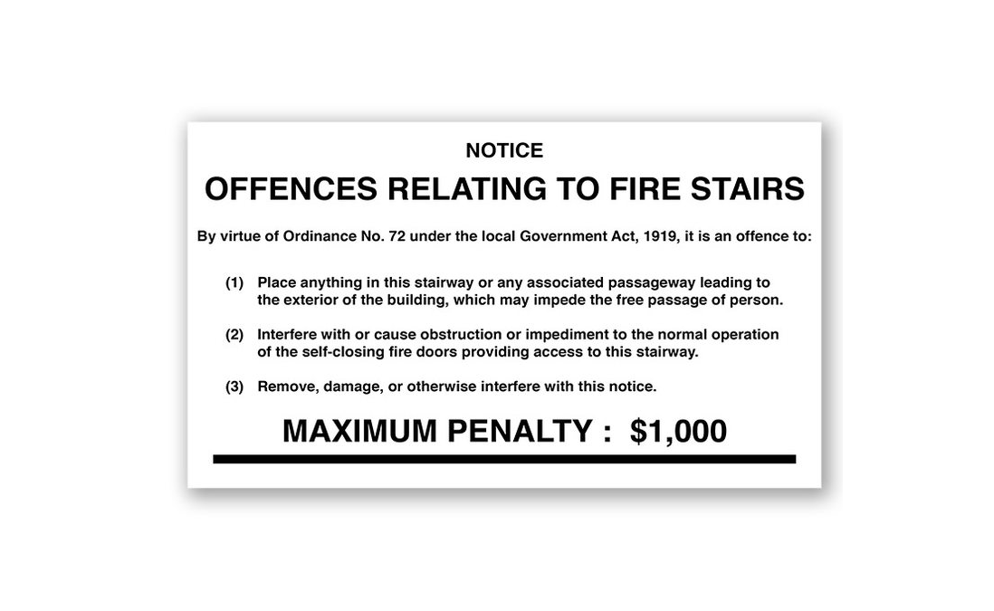 FireboxPVC Fire stairs offences Sign | by Firebox Australia