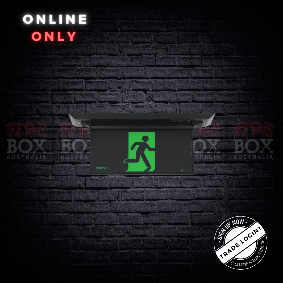 LED Black Recessed Exit Light - Self Testing