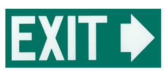 Reflective 'Exit' sign